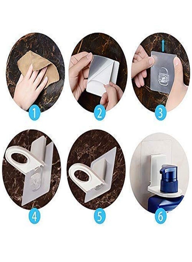 Dkriva Hand Wash Sanitizer Bottle Rack Hook Self Adhesive Wall Mounted Shampoo Holder Hook Shower Gel Bottle Rack Hanger Liquid Soap Shower Holder for Kitchen Bathroom with Sticker(Pack of 2) - Image 5